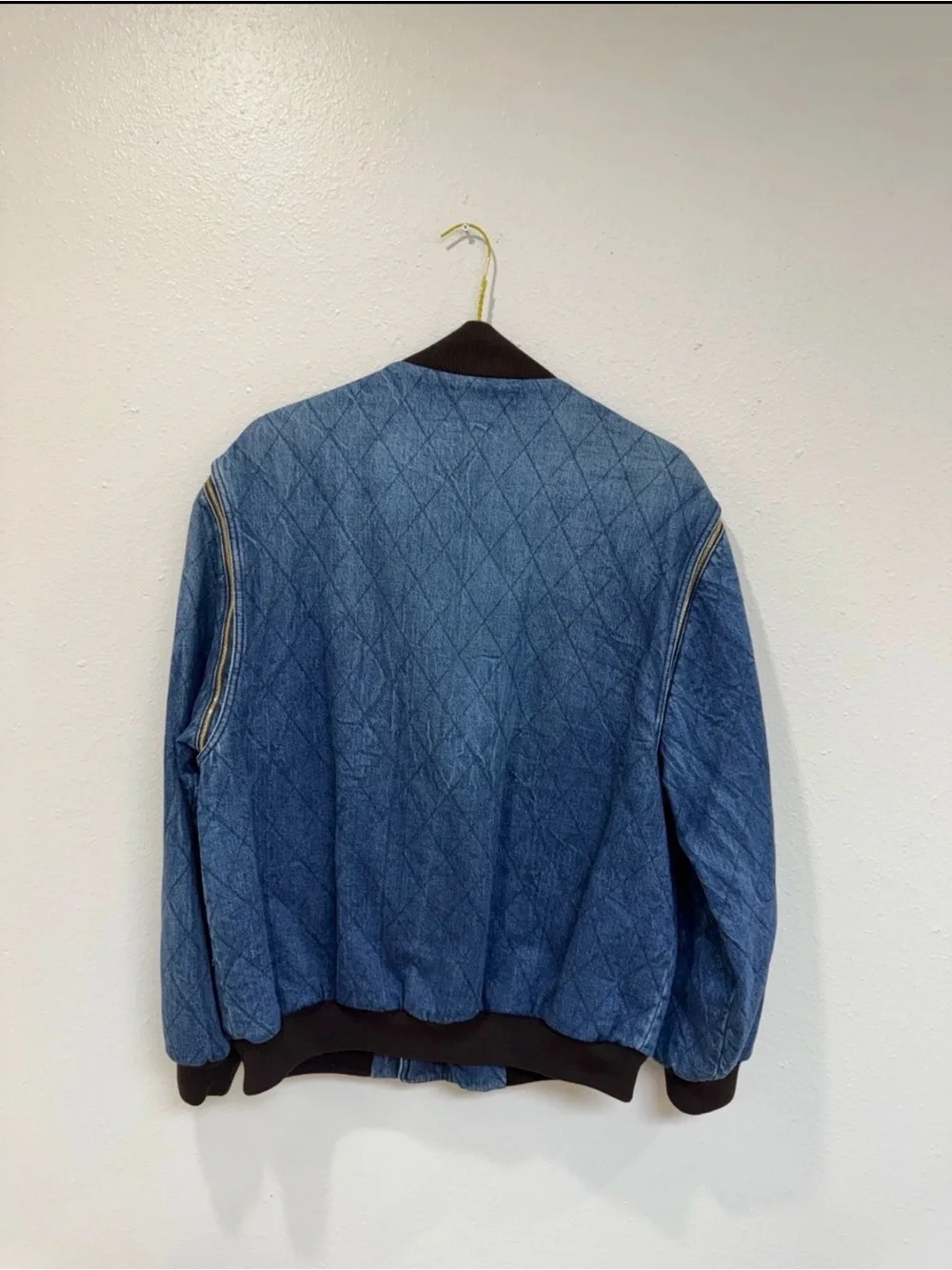 GUCCI Mens Varsity Jacket Blue Denim 2023 Removable Arms Gold Zipper sz 50 XL